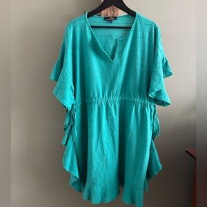 14.) Suzanne Betro / Teal Ruffle Beach Dress